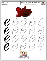 e harfi çizgi çalışması